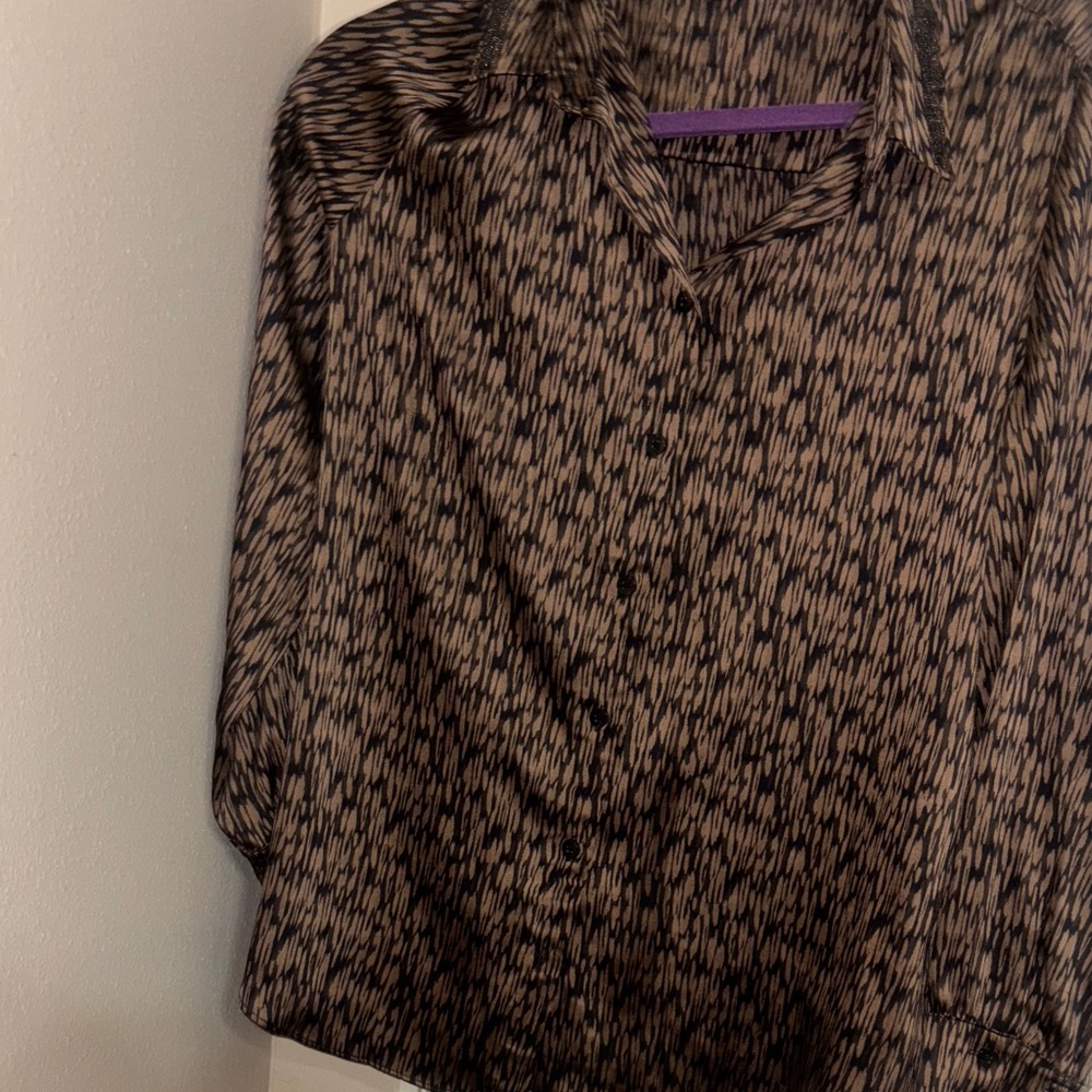 Chico's Brown and Black Patterned Button Down Shirt